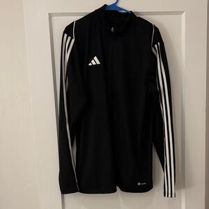 Adidas Men's Black Performance Jacket with White Stripes